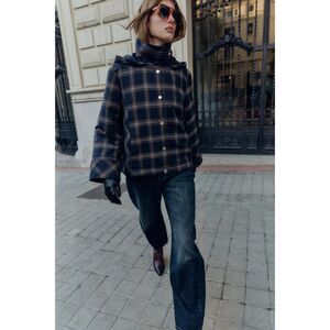 ZARA Plaid Hooded Puffer Jacket Size M | NWT| Fall Winter Coat